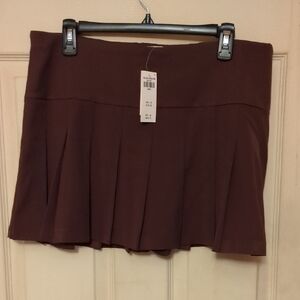 NWT Abercrombie Fitch Kathleen Post Pleated Brown Mini Skort Large